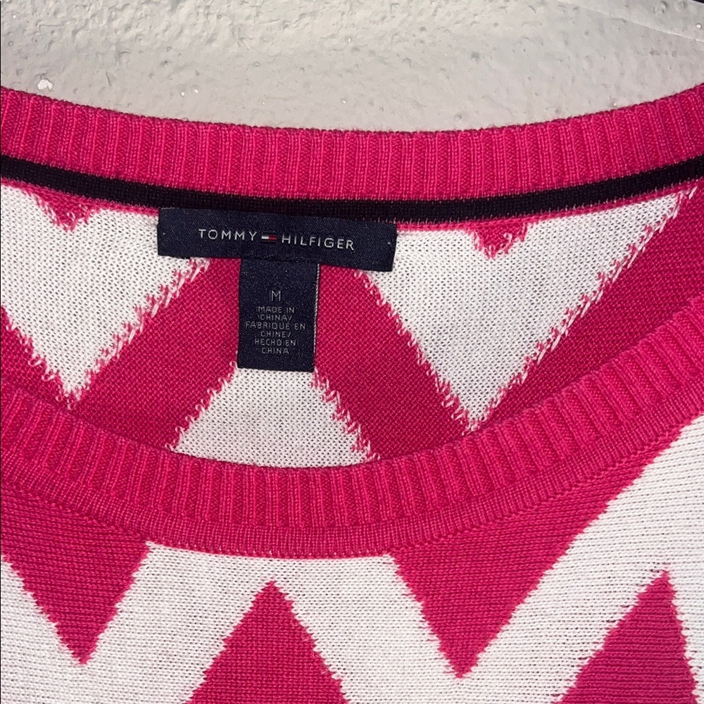 Tommy Hilfiger Pink and White Chevron Sweater - Picture 2 of 7